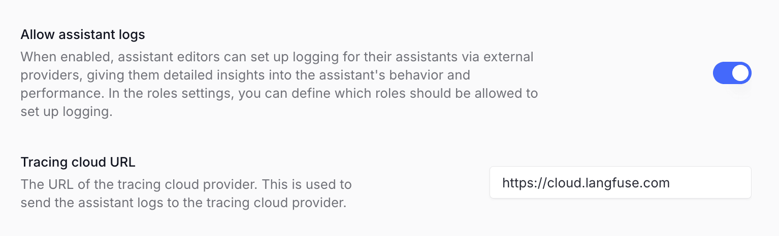 Enable assistant logs in
Langdock